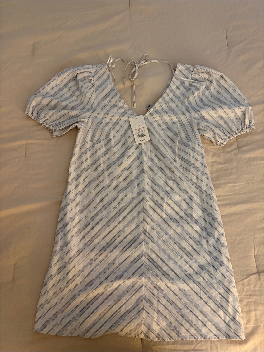 a new day White and Light Blue Striped Mini Dress